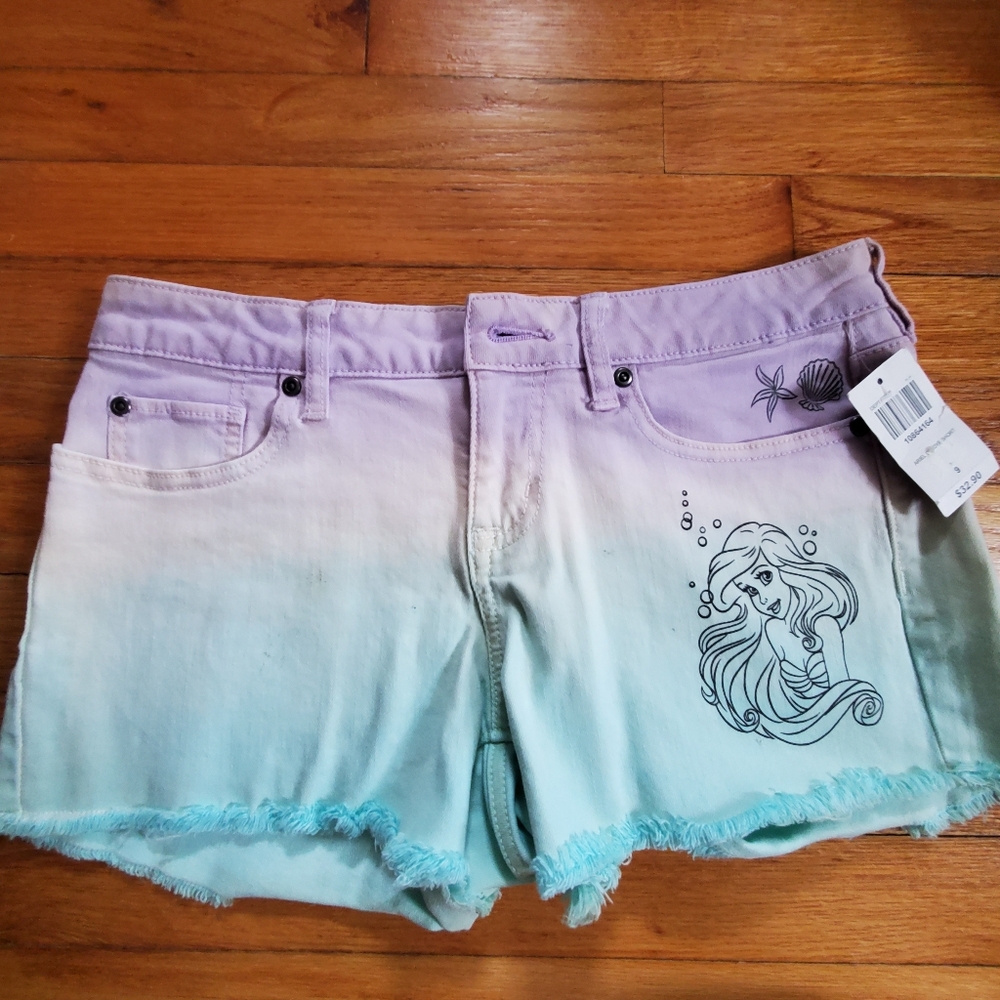 Disney Women's Ombre Shorts - Purple and Green Ariel Size 9